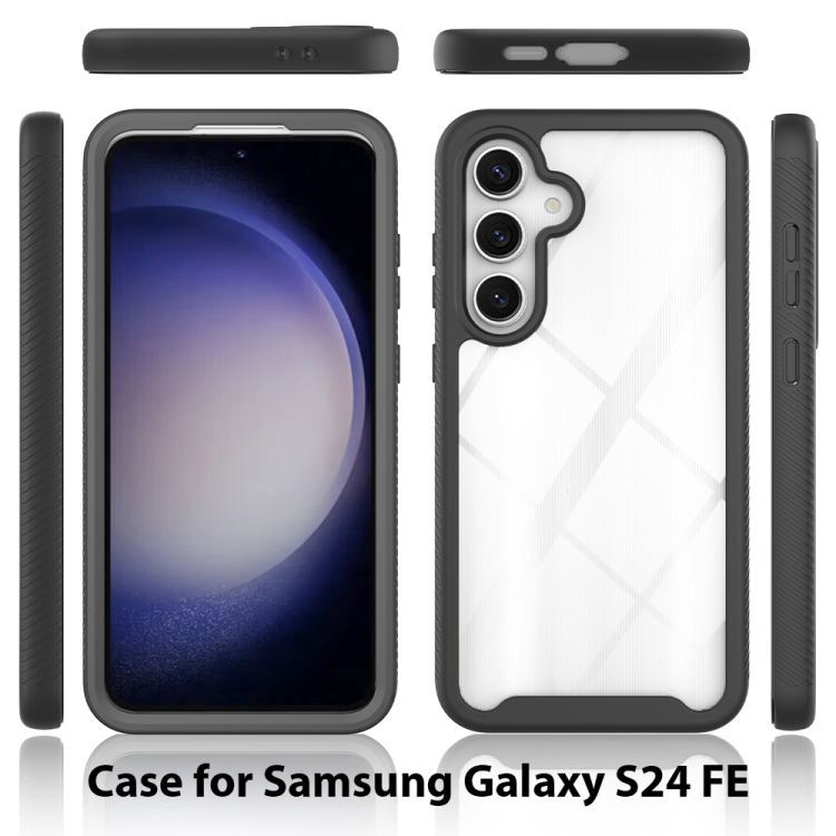 For Samsung Galaxy S24 FE 5G Starry Sky Solid Color Shockproof TPU Clear PC Phone Case(Black) For Samsung Galaxy S24 FE 5G Starry Sky Solid Color Shockproof TPU Clear PC Phone Case(Black)