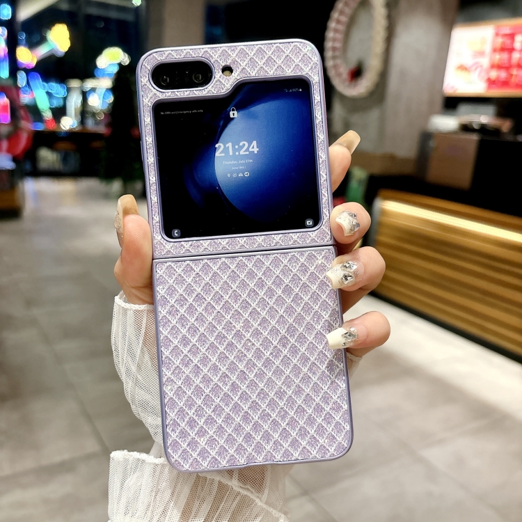 For Samsung Galaxy Z Flip5 5G Sparkling Diamond Rhombus PC Phone Case(Purple) For Samsung Galaxy Z Flip5 5G Sparkling Diamond Rhombus PC Phone Case(Purple)