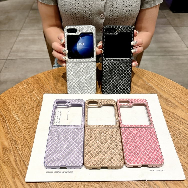 For Samsung Galaxy Z Flip5 5G Sparkling Diamond Rhombus PC Phone Case(Purple) For Samsung Galaxy Z Flip5 5G Sparkling Diamond Rhombus PC Phone Case(Purple)