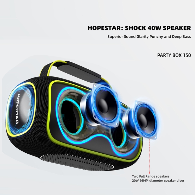 HOPESTAR Party Box 150 40W Outdoor Portable IPX5 Waterproof Bluetooth Speaker(Black) HOPESTAR Party Box 150 40W Outdoor Portable IPX5 Waterproof Bluetooth Speaker(Black)