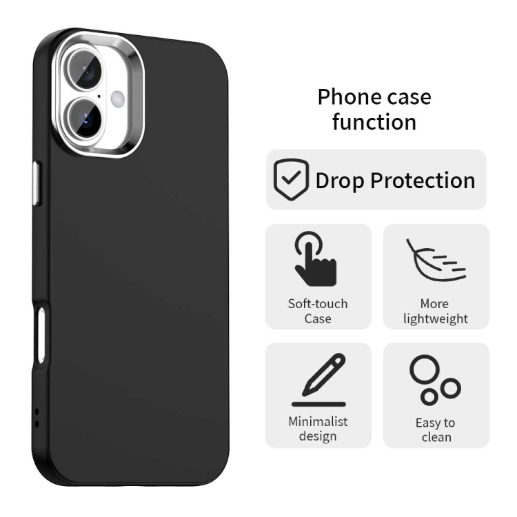 For iPhone 16 Colorful Series Shockproof Phone Case(Black) For iPhone 16 Colorful Series Shockproof Phone Case(Black)