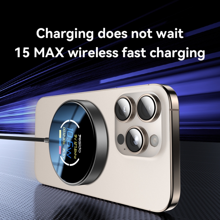 Yesido DS28 15W Smart Digital Display Magnetic Wireless Charger, Length:1.2m(Black) Yesido DS28 15W Smart Digital Display Magnetic Wireless Charger, Length:1.2m(Black)