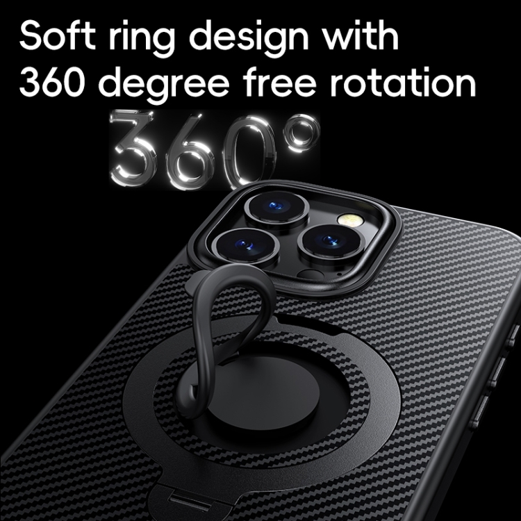 For iPhone 16 Pro Max Carbon Fiber MagSafe Phone Case with 360 Degree Rotating Holder(Black Grey) For iPhone 16 Pro Max Carbon Fiber MagSafe Phone Case with 360 Degree Rotating Holder(Black Grey)