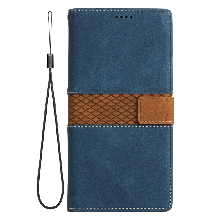 For Samsung Galaxy S25+ 5G Grid Stitching Leather Phone Case with Lanyard(Blue) For Samsung Galaxy S25+ 5G Grid Stitching Leather Phone Case with Lanyard(Blue)