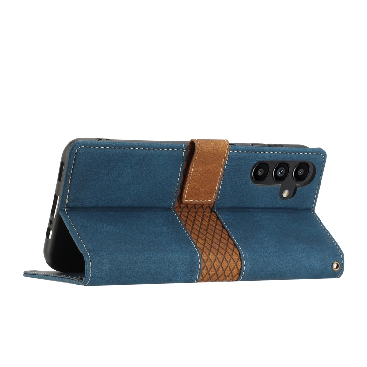 For Samsung Galaxy S25+ 5G Grid Stitching Leather Phone Case with Lanyard(Blue) For Samsung Galaxy S25+ 5G Grid Stitching Leather Phone Case with Lanyard(Blue)
