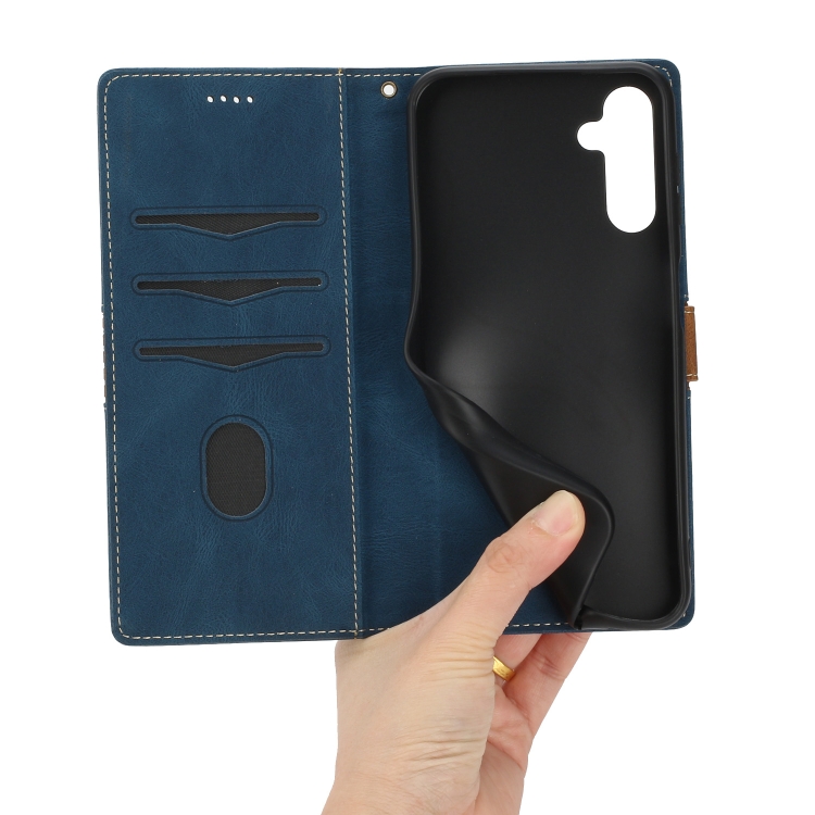 For Samsung Galaxy S25+ 5G Grid Stitching Leather Phone Case with Lanyard(Blue) For Samsung Galaxy S25+ 5G Grid Stitching Leather Phone Case with Lanyard(Blue)