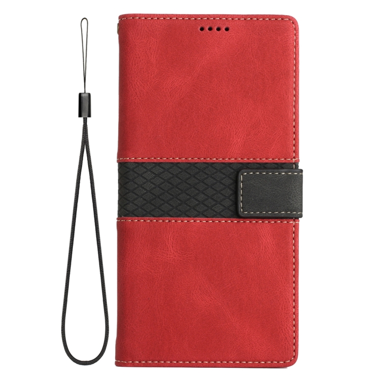 For Samsung Galaxy S24 Ultra 5G Grid Stitching Leather Phone Case with Lanyard(Red) For Samsung Galaxy S24 Ultra 5G Grid Stitching Leather Phone Case with Lanyard(Red)