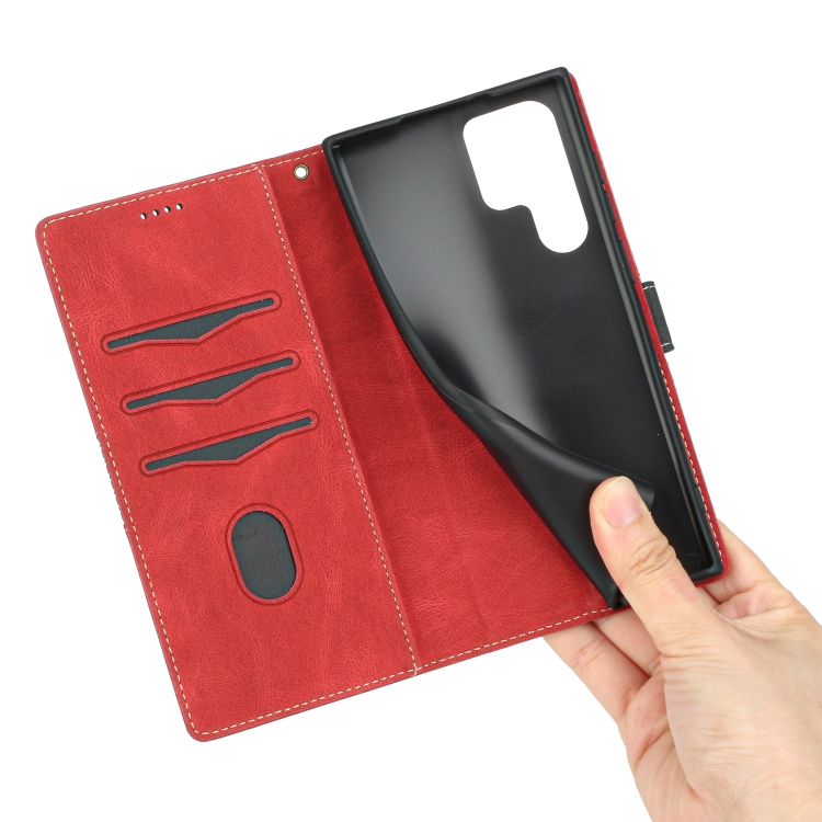 For Samsung Galaxy S24 Ultra 5G Grid Stitching Leather Phone Case with Lanyard(Red) For Samsung Galaxy S24 Ultra 5G Grid Stitching Leather Phone Case with Lanyard(Red)