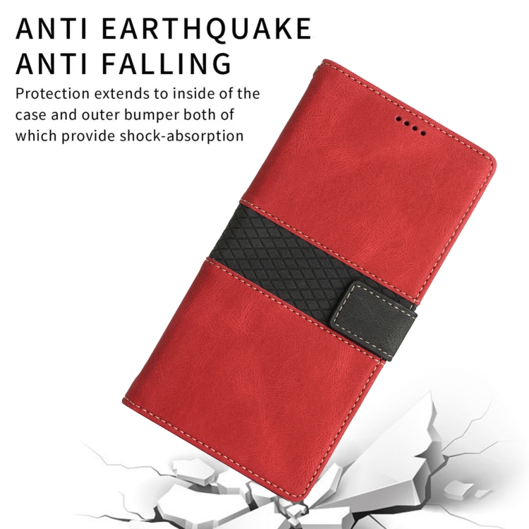 For Samsung Galaxy S24 Ultra 5G Grid Stitching Leather Phone Case with Lanyard(Red) For Samsung Galaxy S24 Ultra 5G Grid Stitching Leather Phone Case with Lanyard(Red)