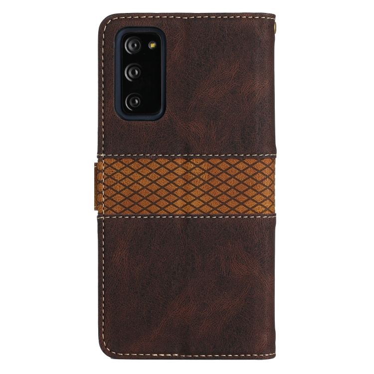 For Samsung Galaxy S20 FE Grid Stitching Leather Phone Case with Lanyard(Brown) For Samsung Galaxy S20 FE Grid Stitching Leather Phone Case with Lanyard(Brown)