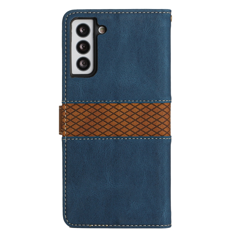 For Samsung Galaxy S22+ 5G Grid Stitching Leather Phone Case with Lanyard(Blue) For Samsung Galaxy S22+ 5G Grid Stitching Leather Phone Case with Lanyard(Blue)