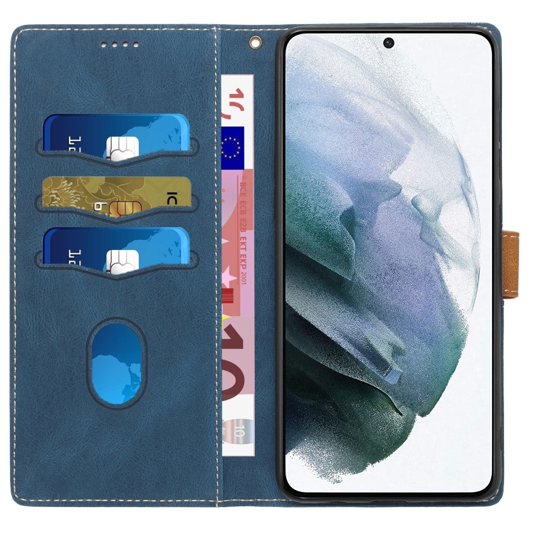 For Samsung Galaxy S22+ 5G Grid Stitching Leather Phone Case with Lanyard(Blue) For Samsung Galaxy S22+ 5G Grid Stitching Leather Phone Case with Lanyard(Blue)