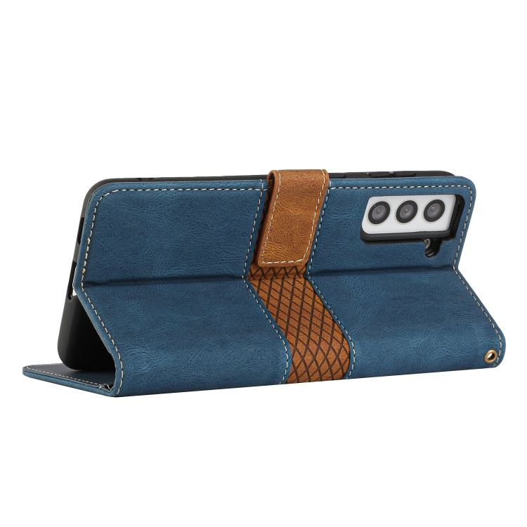 For Samsung Galaxy S22+ 5G Grid Stitching Leather Phone Case with Lanyard(Blue) For Samsung Galaxy S22+ 5G Grid Stitching Leather Phone Case with Lanyard(Blue)