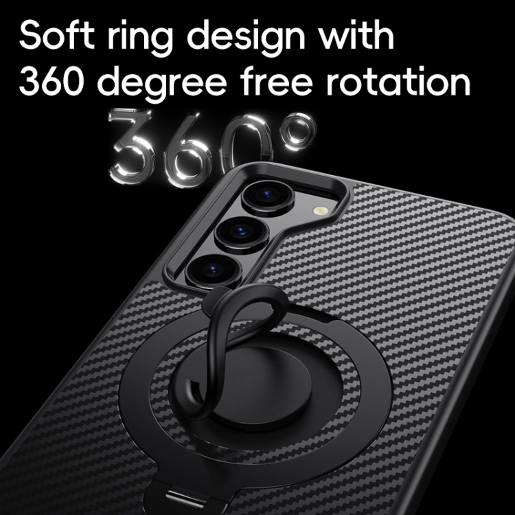 For Samsung Galaxy S23+ 5G Carbon Fiber MagSafe Phone Case with 360 Degree Rotating Holder(Black) For Samsung Galaxy S23+ 5G Carbon Fiber MagSafe Phone Case with 360 Degree Rotating Holder(Black)