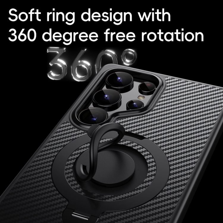 For Samsung Galaxy S25 Ultra 5G Carbon Fiber MagSafe Phone Case with 360 Degree Rotating Holder(Black) For Samsung Galaxy S25 Ultra 5G Carbon Fiber MagSafe Phone Case with 360 Degree Rotating Holder(Black)