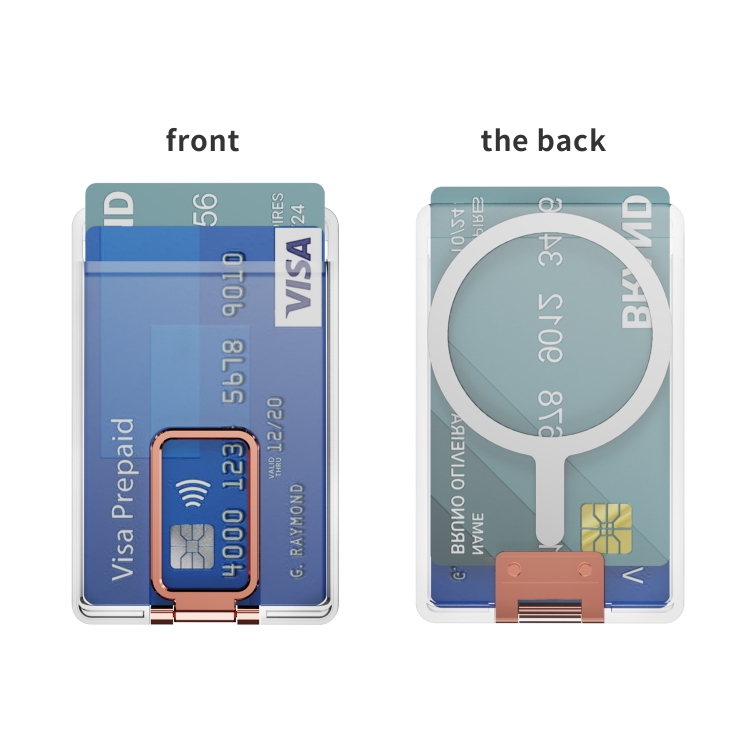 Skin Feel PC Magnetic Card Bag with Holder(Rose Gold) Skin Feel PC Magnetic Card Bag with Holder(Rose Gold)