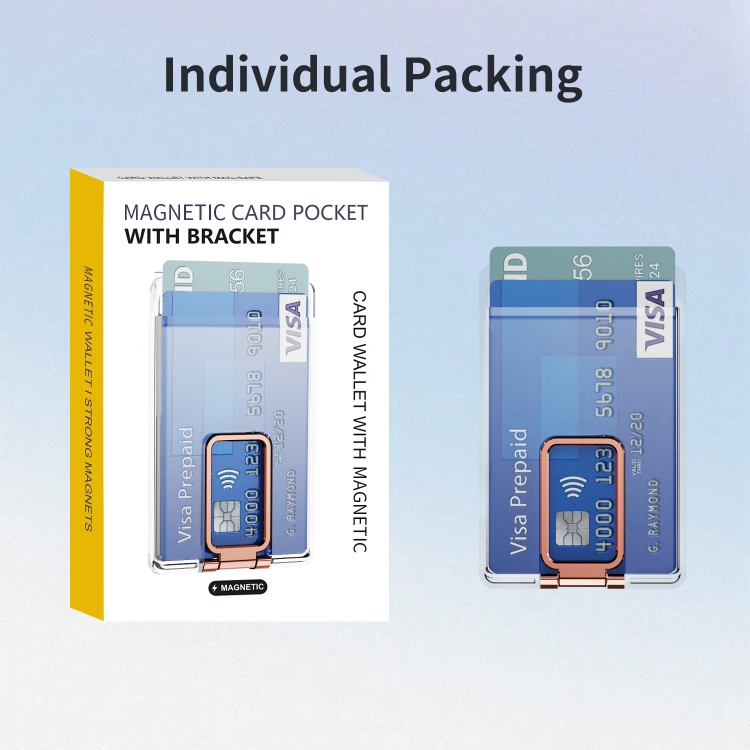 Skin Feel PC Magnetic Card Bag with Holder(Rose Gold) Skin Feel PC Magnetic Card Bag with Holder(Rose Gold)