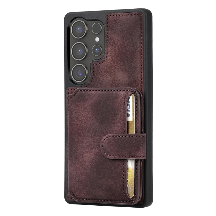 For Samsung Galaxy S25 Ultra 5G Skin Feel Dream RFID Anti-theft PU Card Bag Phone Case(Coffee) For Samsung Galaxy S25 Ultra 5G Skin Feel Dream RFID Anti-theft PU Card Bag Phone Case(Coffee)