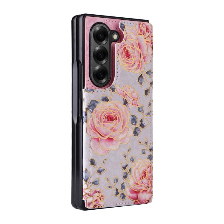 For Samsung Galaxy Z Fold6 Printed Double Buckle RFID Anti-theft Phone Case(Pastoral Rose) For Samsung Galaxy Z Fold6 Printed Double Buckle RFID Anti-theft Phone Case(Pastoral Rose)