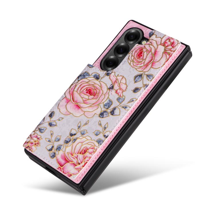 For Samsung Galaxy Z Fold6 Printed Double Buckle RFID Anti-theft Phone Case(Pastoral Rose) For Samsung Galaxy Z Fold6 Printed Double Buckle RFID Anti-theft Phone Case(Pastoral Rose)