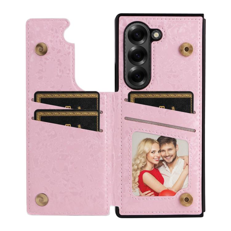 For Samsung Galaxy Z Fold6 Printed Double Buckle RFID Anti-theft Phone Case(Pastoral Rose) For Samsung Galaxy Z Fold6 Printed Double Buckle RFID Anti-theft Phone Case(Pastoral Rose)
