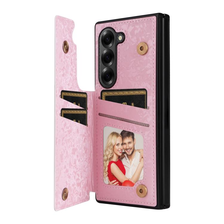 For Samsung Galaxy Z Fold6 Printed Double Buckle RFID Anti-theft Phone Case(Pastoral Rose) For Samsung Galaxy Z Fold6 Printed Double Buckle RFID Anti-theft Phone Case(Pastoral Rose)