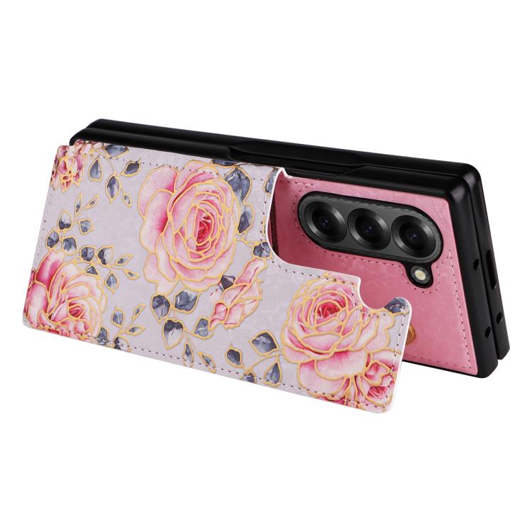 For Samsung Galaxy Z Fold6 Printed Double Buckle RFID Anti-theft Phone Case(Pastoral Rose) For Samsung Galaxy Z Fold6 Printed Double Buckle RFID Anti-theft Phone Case(Pastoral Rose)