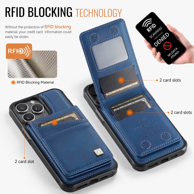 For iPhone 14 Pro AutSpace A12 MagSafe Magnetic RFID Card Bag Phone Case(Blue) For iPhone 14 Pro AutSpace A12 MagSafe Magnetic RFID Card Bag Phone Case(Blue)