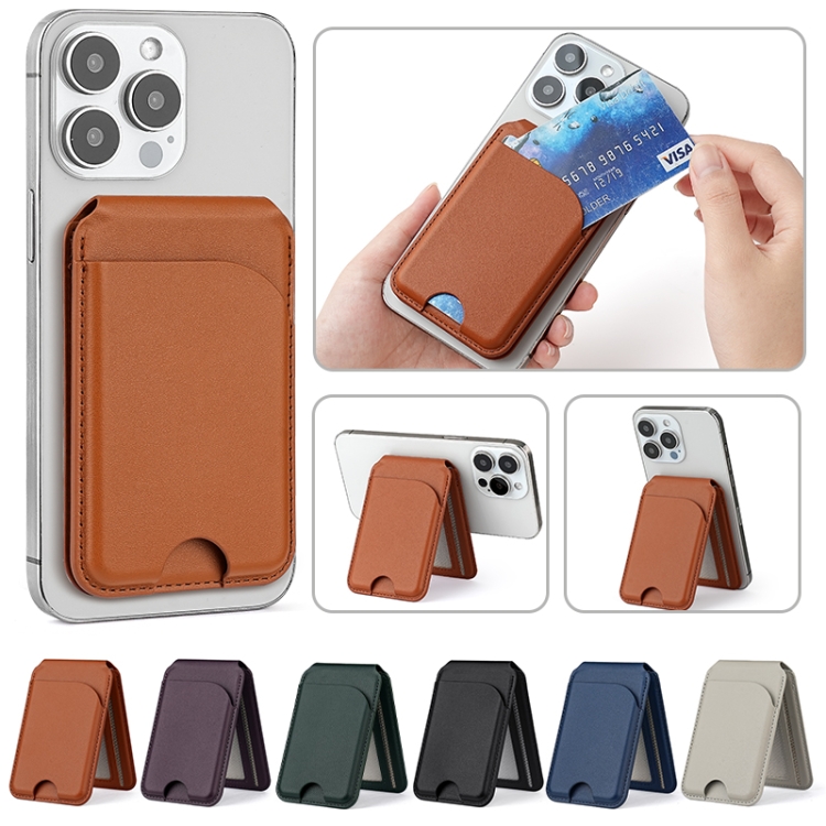 Two-fold Rotating Phone Holder MagSafe Leather Card Bag(Brown) Two-fold Rotating Phone Holder MagSafe Leather Card Bag(Brown)