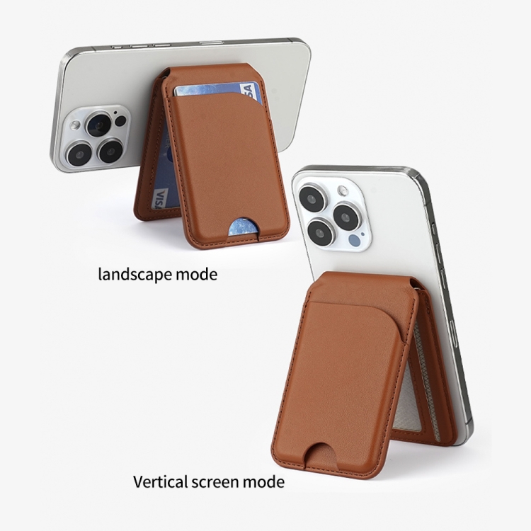 Two-fold Rotating Phone Holder MagSafe Leather Card Bag(Brown) Two-fold Rotating Phone Holder MagSafe Leather Card Bag(Brown)