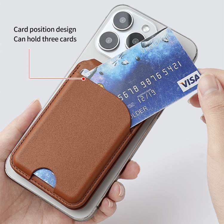 Two-fold Rotating Phone Holder MagSafe Leather Card Bag(Brown) Two-fold Rotating Phone Holder MagSafe Leather Card Bag(Brown)