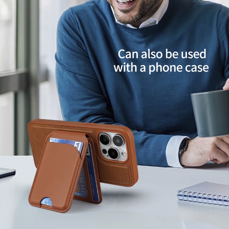 Two-fold Rotating Phone Holder MagSafe Leather Card Bag(Brown) Two-fold Rotating Phone Holder MagSafe Leather Card Bag(Brown)