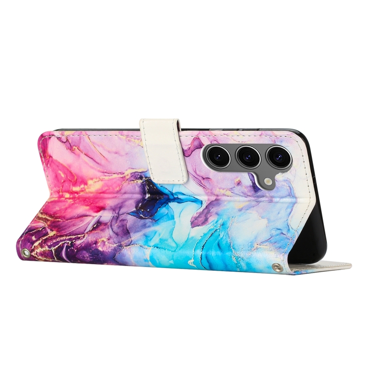 For Samsung Galaxy S24 FE 5G Painted Marble Pattern Leather Phone Case(Pink Purple) For Samsung Galaxy S24 FE 5G Painted Marble Pattern Leather Phone Case(Pink Purple)