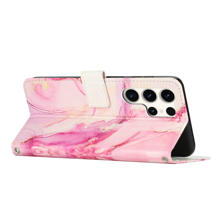 For Samsung Galaxy S24 Ultra 5G Painted Marble Pattern Leather Phone Case(Rose Gold) For Samsung Galaxy S24 Ultra 5G Painted Marble Pattern Leather Phone Case(Rose Gold)