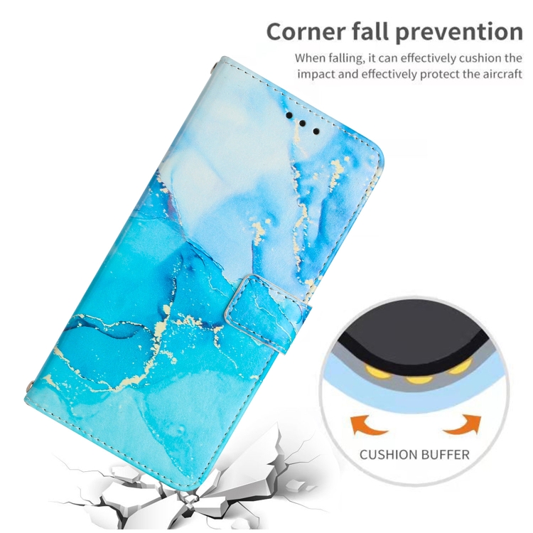 For Samsung Galaxy S25 5G Painted Marble Pattern Leather Phone Case(Blue Green)