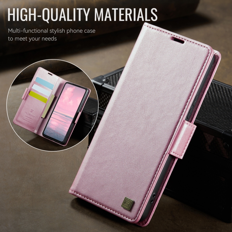 For Samsung Galaxy S22 5G AutSpace A11 Side Buckle MagSafe Magnetic RFID Phone Leather Case(Rose Gold) For Samsung Galaxy S22 5G AutSpace A11 Side Buckle MagSafe Magnetic RFID Phone Leather Case(Rose Gold)