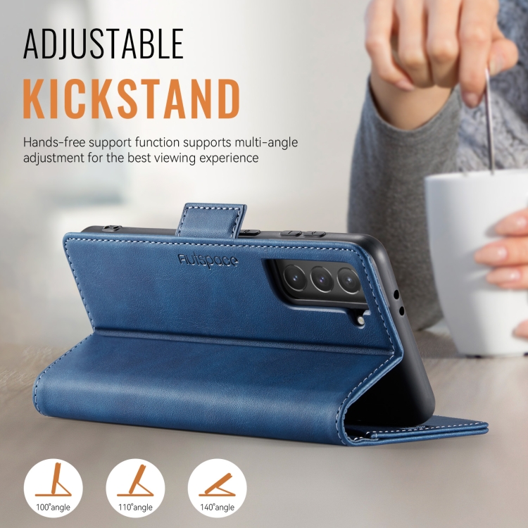 For Samsung Galaxy S22+ 5G AutSpace A11 Side Buckle MagSafe Magnetic RFID Phone Leather Case(Blue) For Samsung Galaxy S22+ 5G AutSpace A11 Side Buckle MagSafe Magnetic RFID Phone Leather Case(Blue)