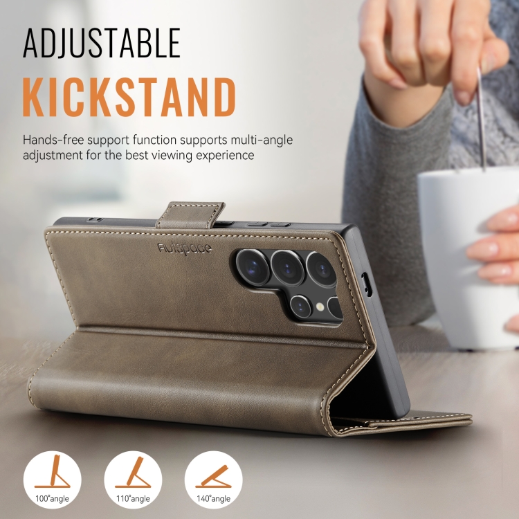 For Samsung Galaxy S22 Ultra 5G AutSpace A11 Side Buckle MagSafe Magnetic RFID Phone Leather Case(Coffee) For Samsung Galaxy S22 Ultra 5G AutSpace A11 Side Buckle MagSafe Magnetic RFID Phone Leather Case(Coffee)