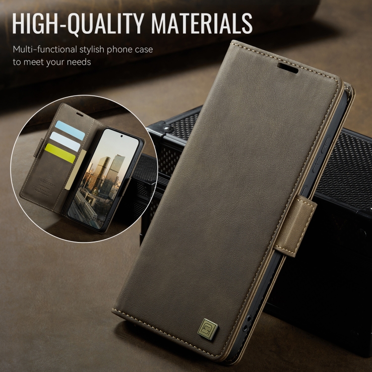 For Samsung Galaxy S22 Ultra 5G AutSpace A11 Side Buckle MagSafe Magnetic RFID Phone Leather Case(Coffee) For Samsung Galaxy S22 Ultra 5G AutSpace A11 Side Buckle MagSafe Magnetic RFID Phone Leather Case(Coffee)