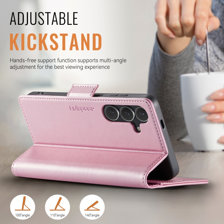 For Samsung Galaxy S24 5G AutSpace A11 Side Buckle MagSafe Magnetic RFID Phone Leather Case(Rose Gold) For Samsung Galaxy S24 5G AutSpace A11 Side Buckle MagSafe Magnetic RFID Phone Leather Case(Rose Gold)