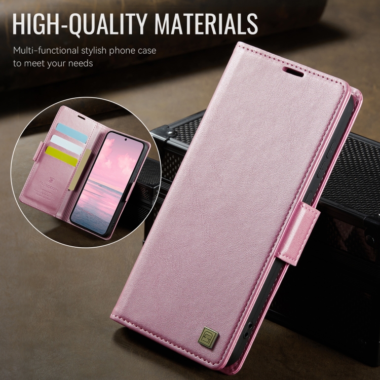 For Samsung Galaxy S24 5G AutSpace A11 Side Buckle MagSafe Magnetic RFID Phone Leather Case(Rose Gold) For Samsung Galaxy S24 5G AutSpace A11 Side Buckle MagSafe Magnetic RFID Phone Leather Case(Rose Gold)