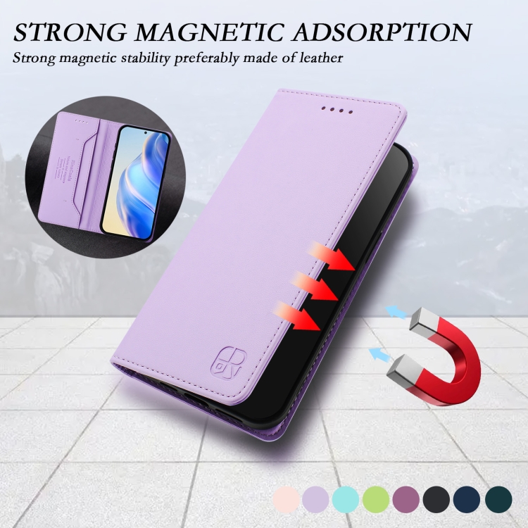 For Cricket Magic 2 / AT&T Propel 2 5G RC01 Dual-Folded Magnetic Suction  RFID Leather Phone Case(Light Purple)