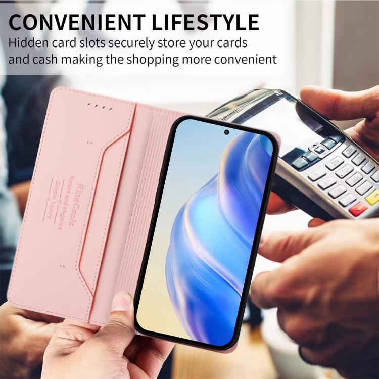 For vivo S30 Pro mini RC01 Dual-Folded Magnetic Suction RFID Leather Phone Case(Pink)