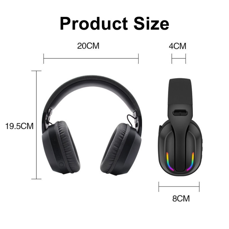 Bluetooth 5.4 Head-mounted RGB Wireless Bluetooth Gaming Headset(Black) Bluetooth 5.4 Head-mounted RGB Wireless Bluetooth Gaming Headset(Black)