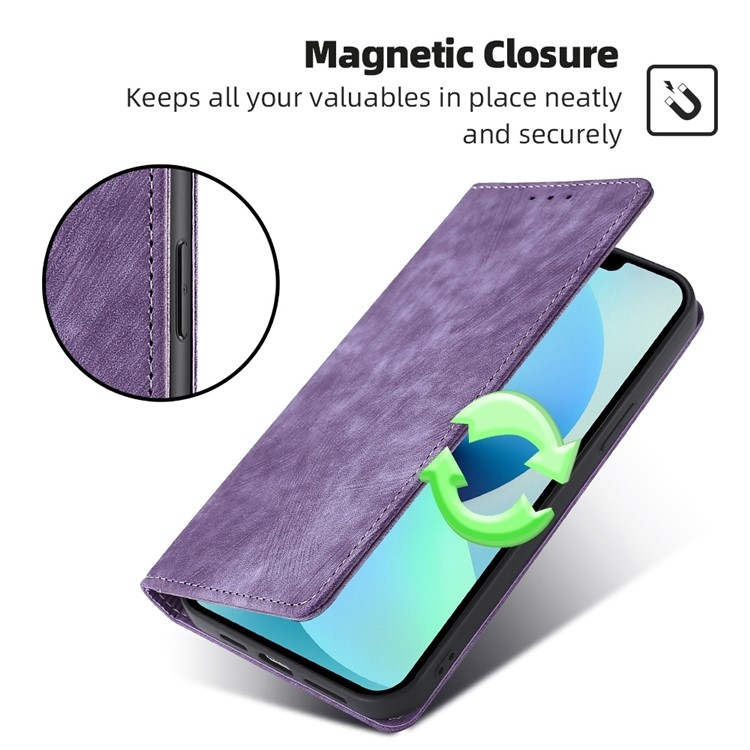 For Samsung Galaxy S25 Ultra 5G RFID Anti-theft Brush Magnetic Leather Phone Case(Purple) For Samsung Galaxy S25 Ultra 5G RFID Anti-theft Brush Magnetic Leather Phone Case(Purple)