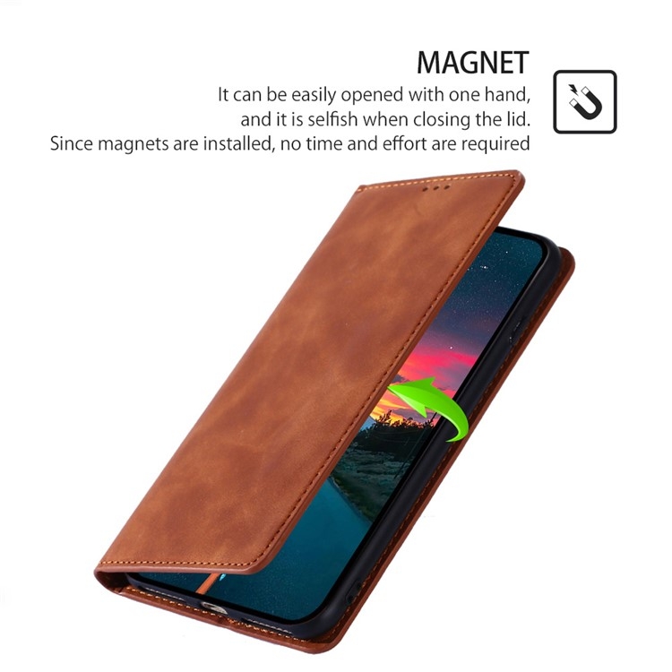 For Samsung Galaxy S25 Ultra 5G Skin Feel Magnetic Leather Phone Case(Light Brown) For Samsung Galaxy S25 Ultra 5G Skin Feel Magnetic Leather Phone Case(Light Brown)