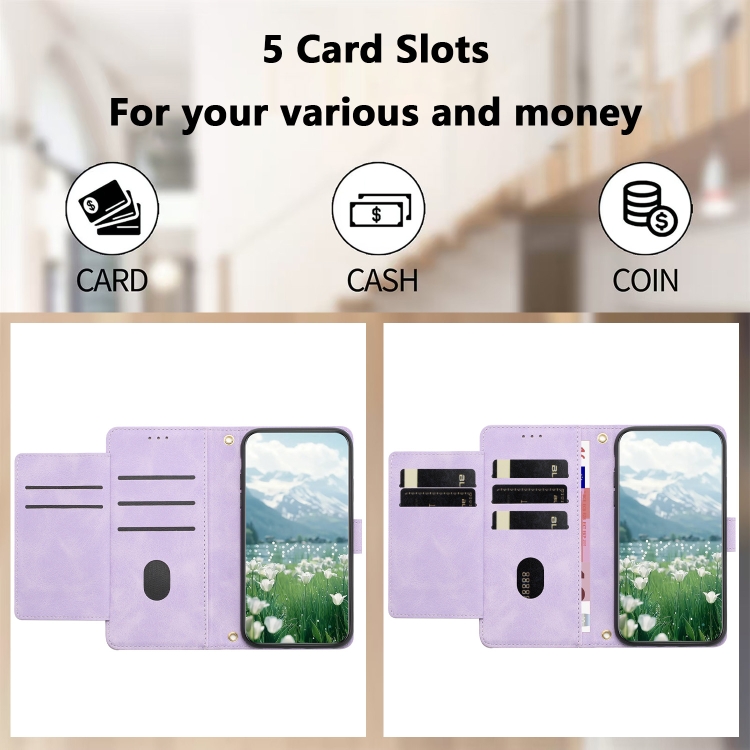 For Samsung Galaxy S23 FE 5G Tulips Embossed Leather Phone Case with Lanyard(Purple) For Samsung Galaxy S23 FE 5G Tulips Embossed Leather Phone Case with Lanyard(Purple)