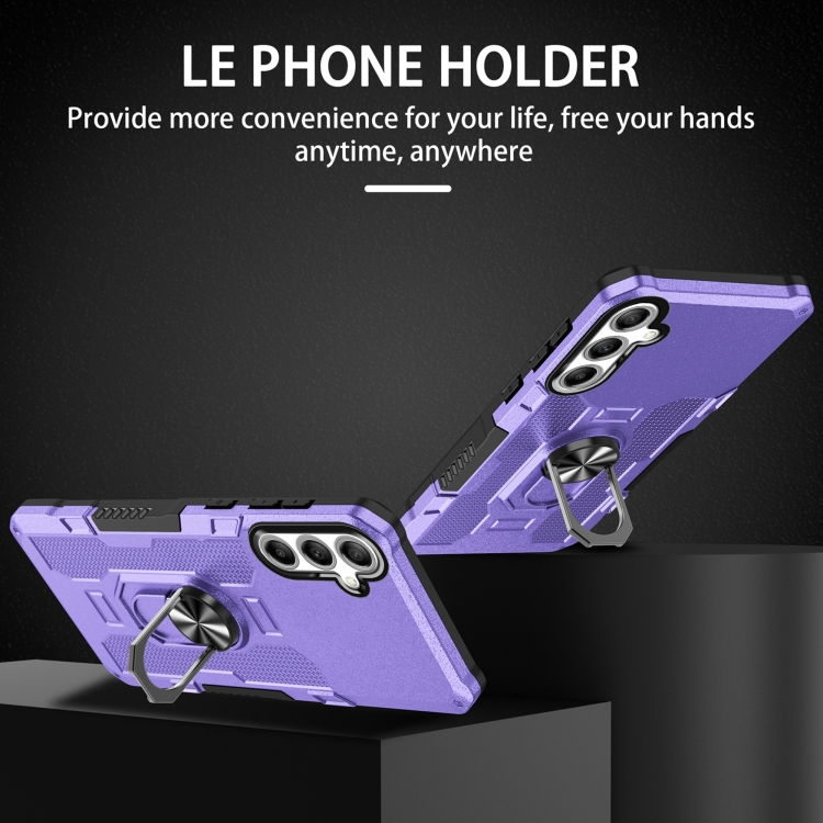 For Samsung Galaxy S25+ 5G Ring Holder Armor Hybrid Phone Case(Purple)