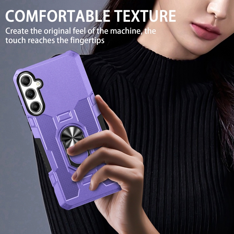 For Samsung Galaxy S25+ 5G Ring Holder Armor Hybrid Phone Case(Purple)
