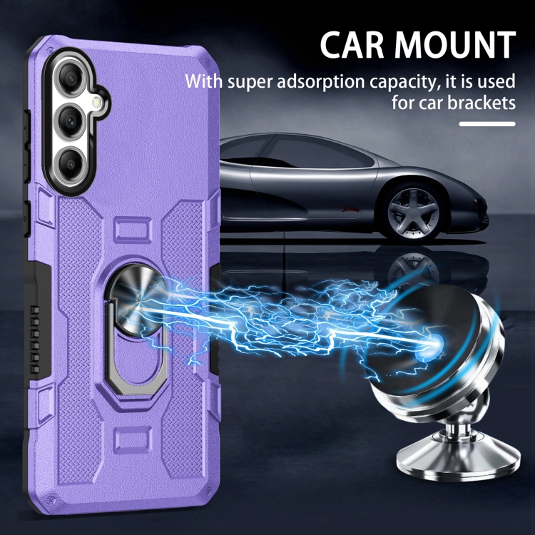 For Samsung Galaxy S25+ 5G Ring Holder Armor Hybrid Phone Case(Purple)